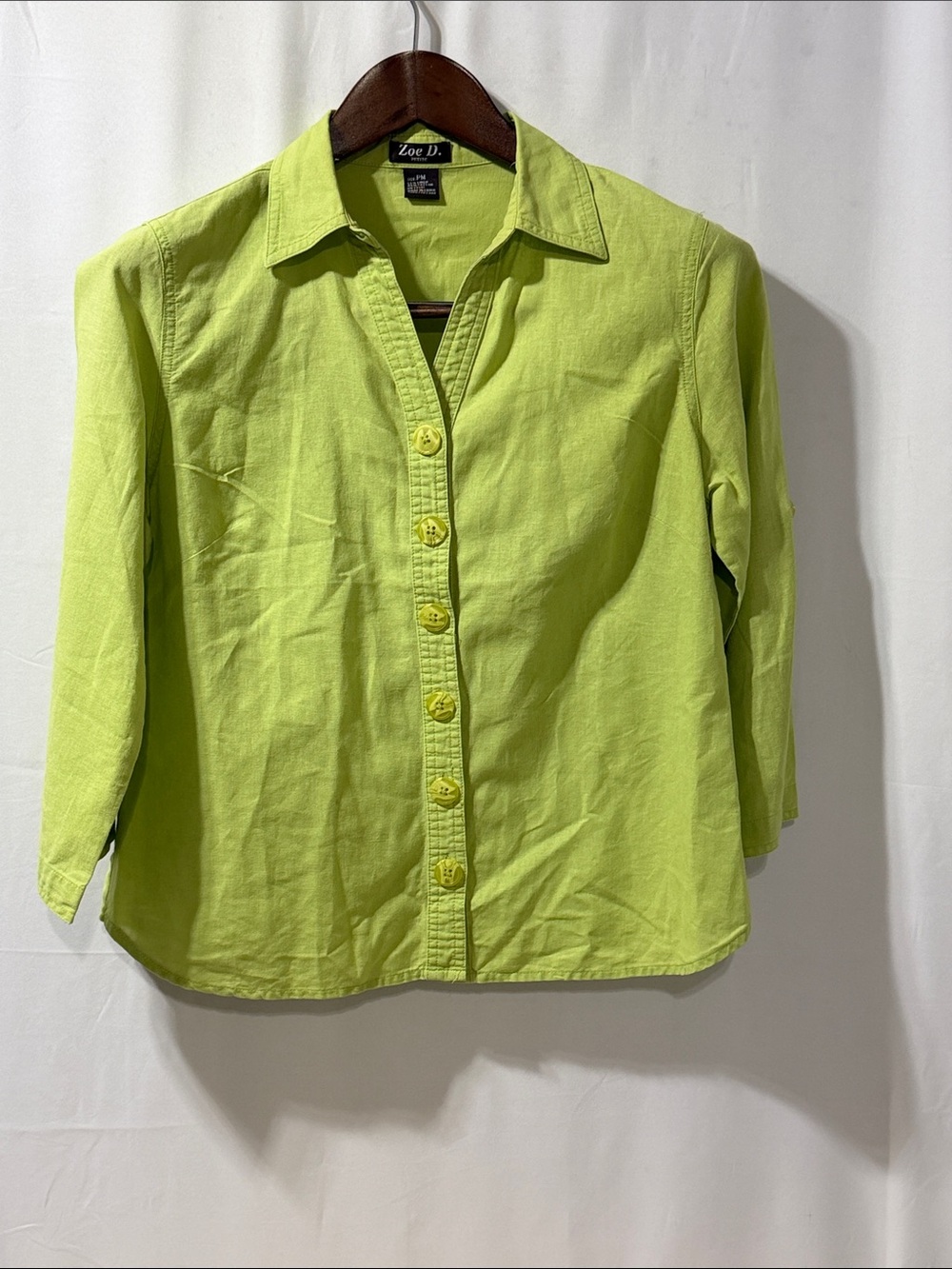 Zoe D. Lime Green Button-Up Shirt